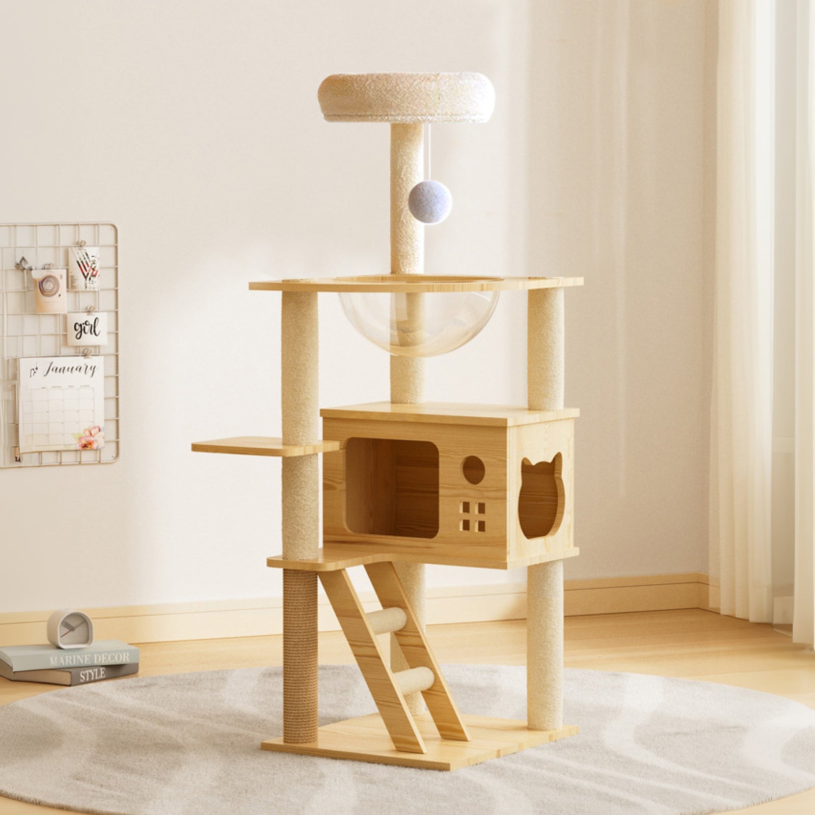 Modern Wooden Pet Climbing Tower With Scratching Posts